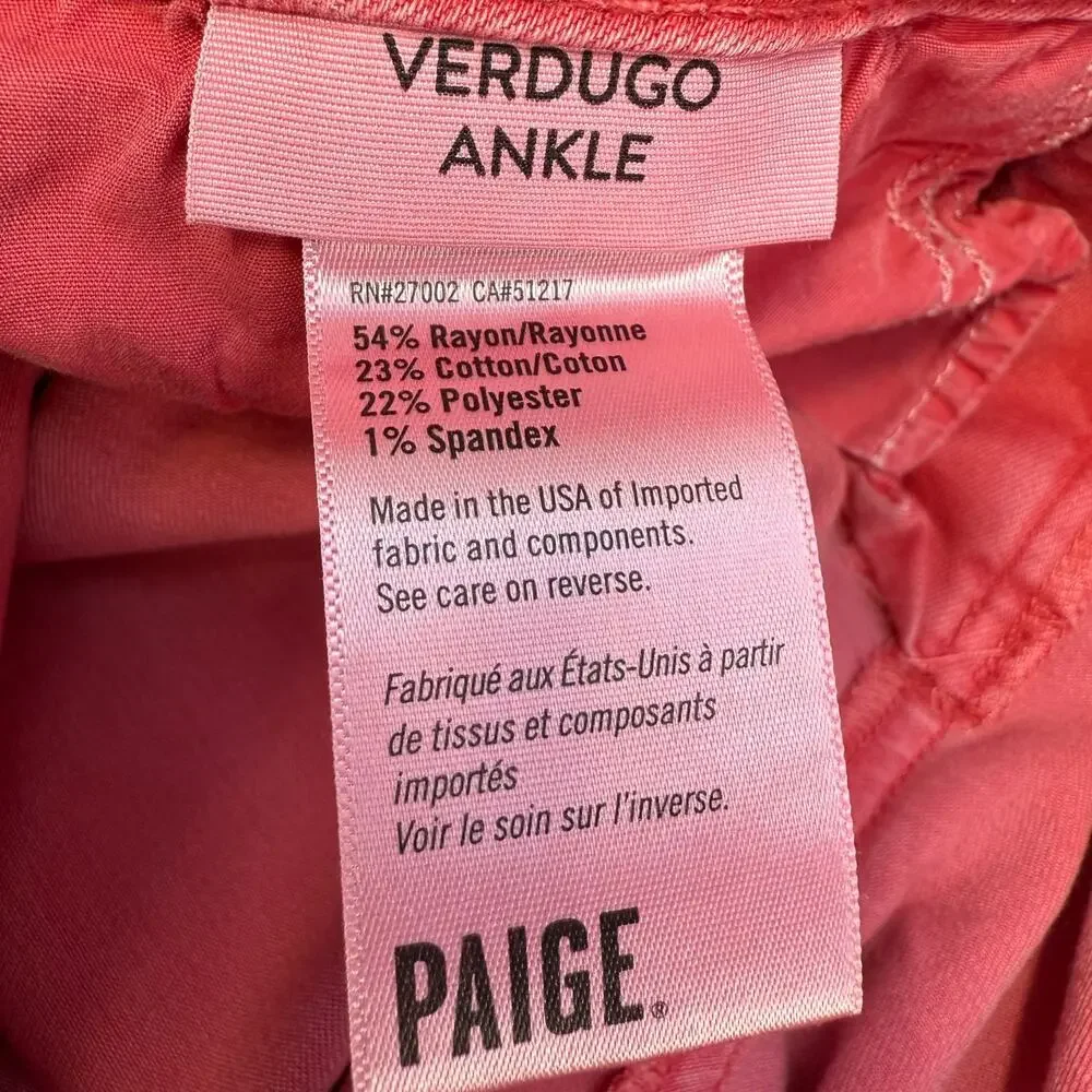 Paige Jeans Women's 28 (6) Vintage Wild Flower (Pink) Verdugo Ankle Skinny - Picture 9 of 15